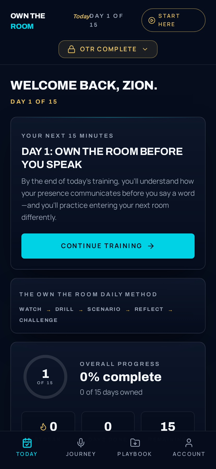 Voice in Command app — Member dashboard